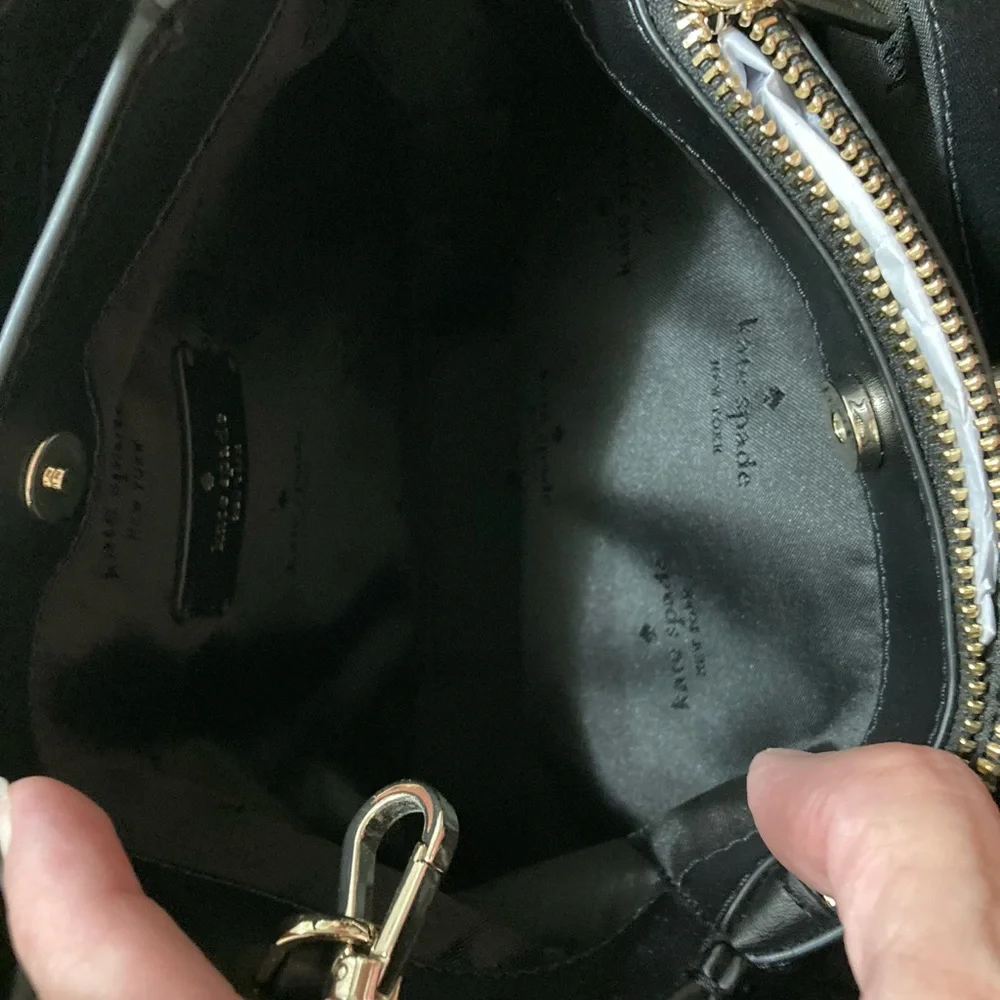 kate spade Black Pebbled Leather Satchel with Gold Logo